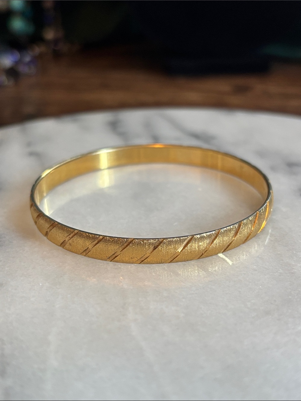 Monet Gold-Tone Diagonal Textured Bangle Bracelet